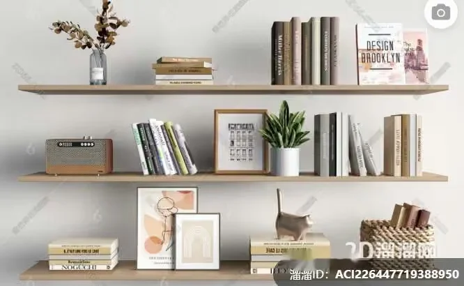 Home Decor Bookshelf 3D Model – 235 – VRAY Render
