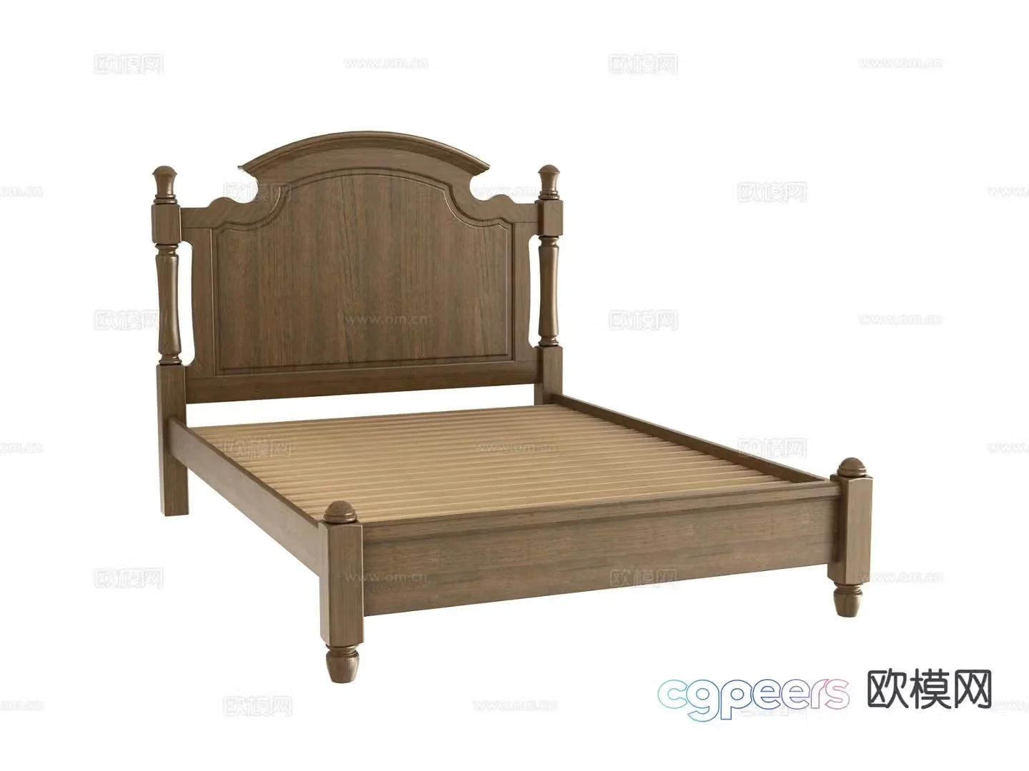 American double bed bed frame 3d model