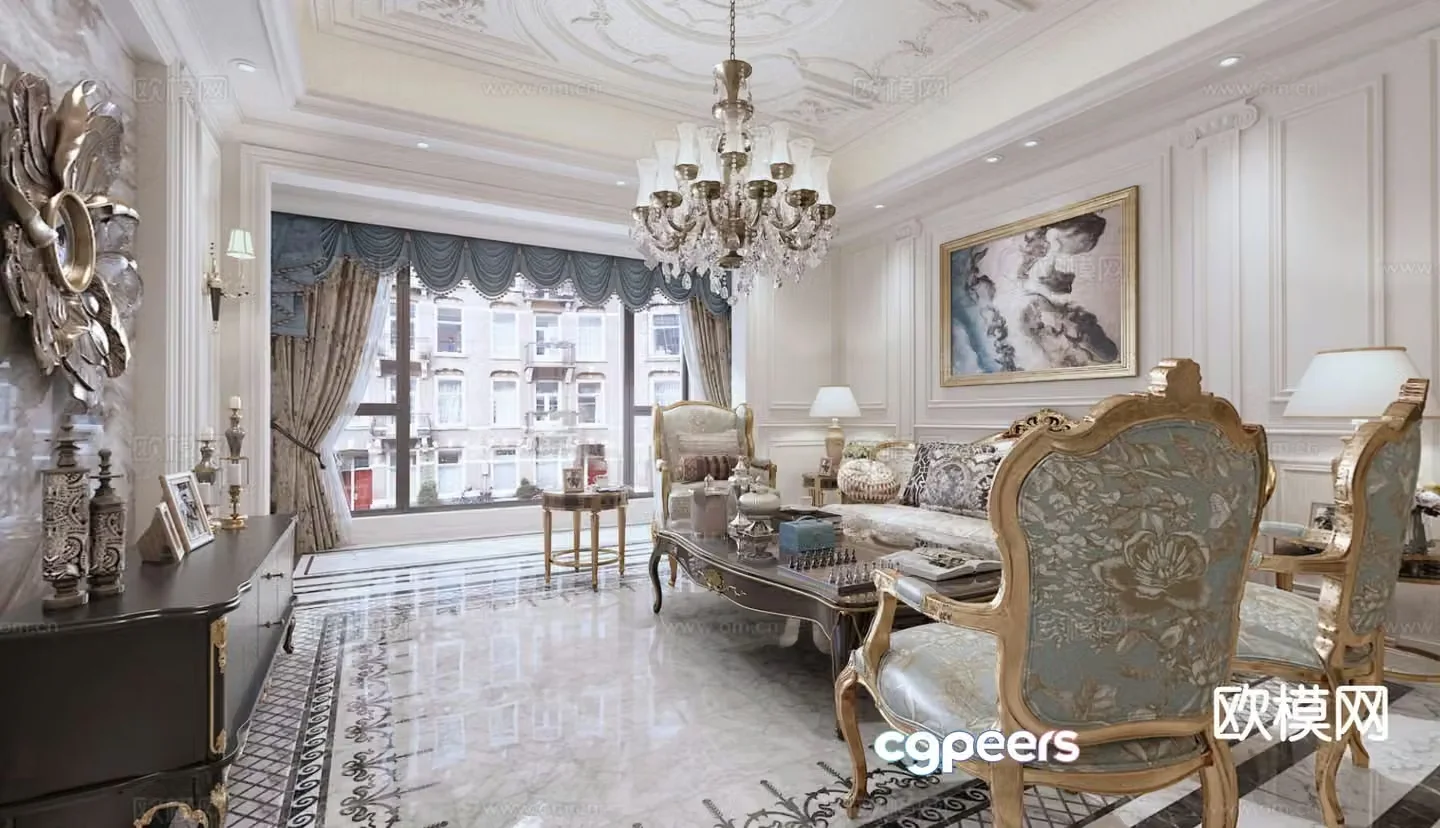 French living room 3d model