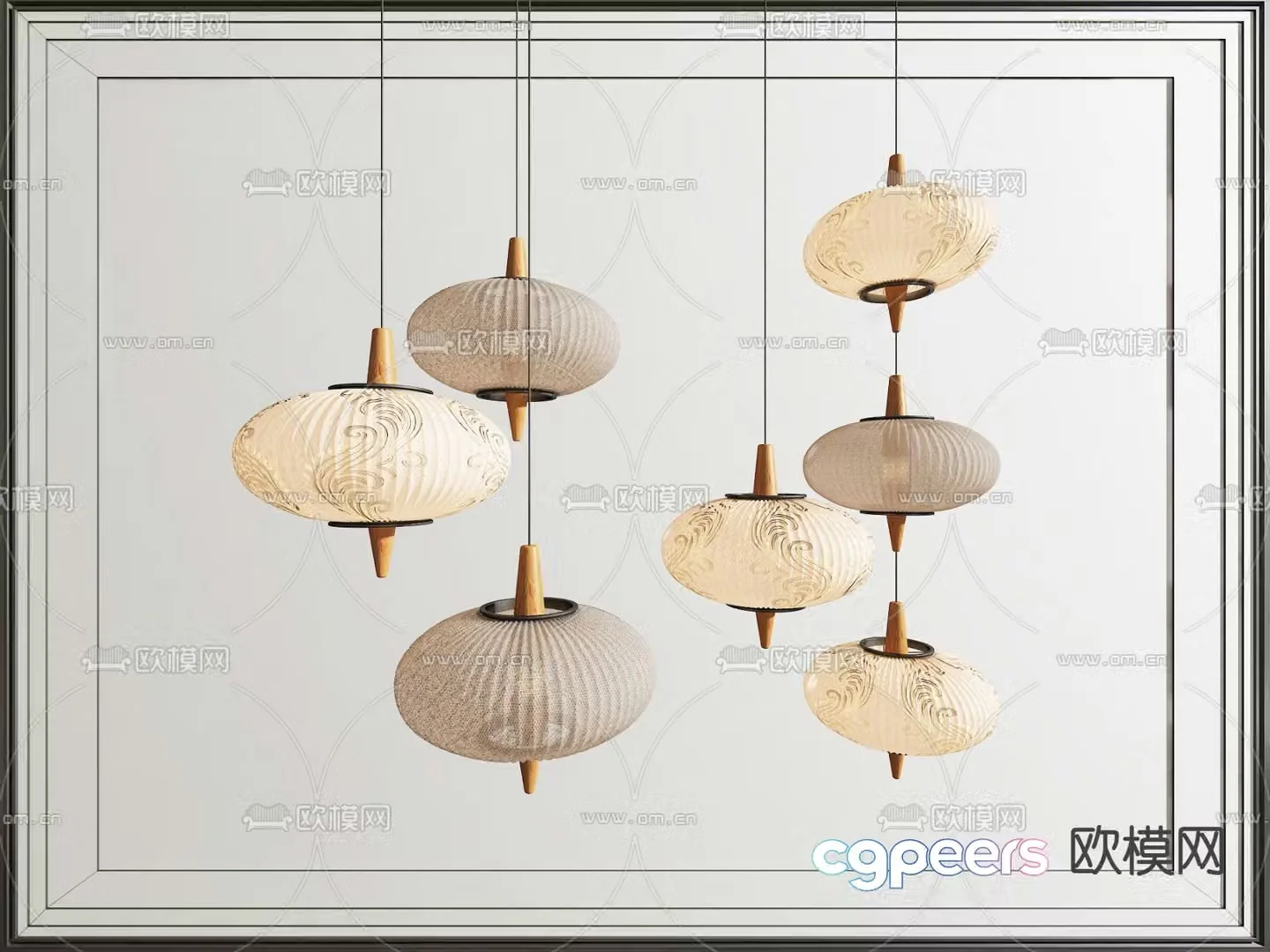 New Chinese style chandelier lantern chandelier 3d model