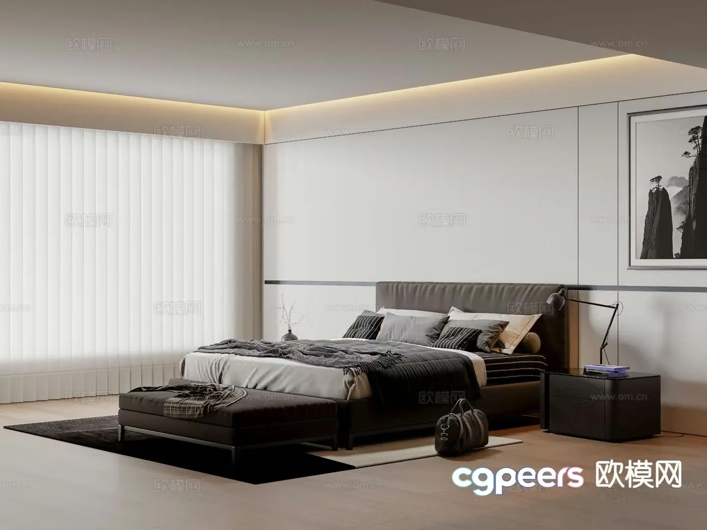 Modern bedroom master bedroom 3d model