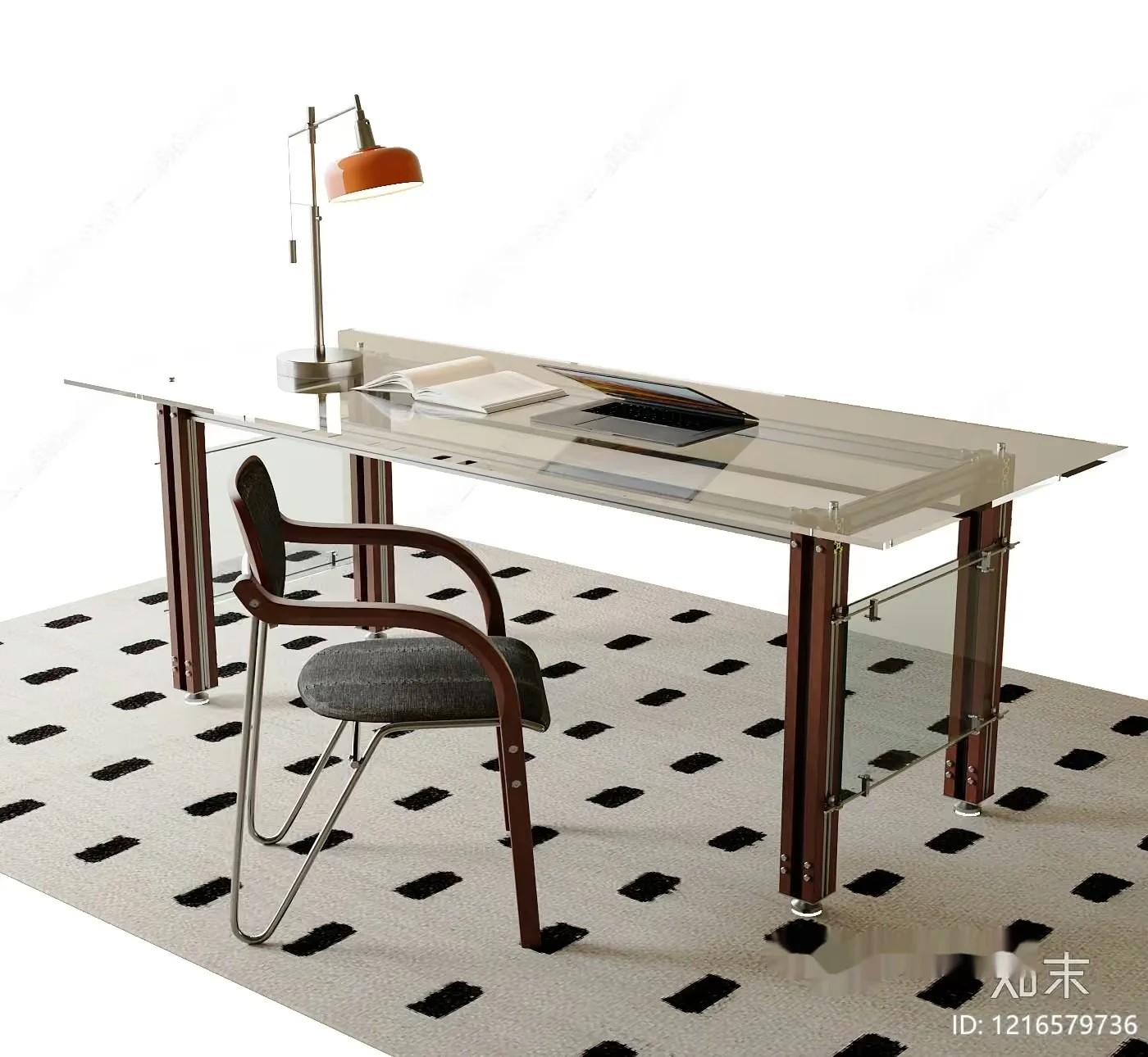 Modern Glass Desk 3D Model – 18186 – VRAY Render