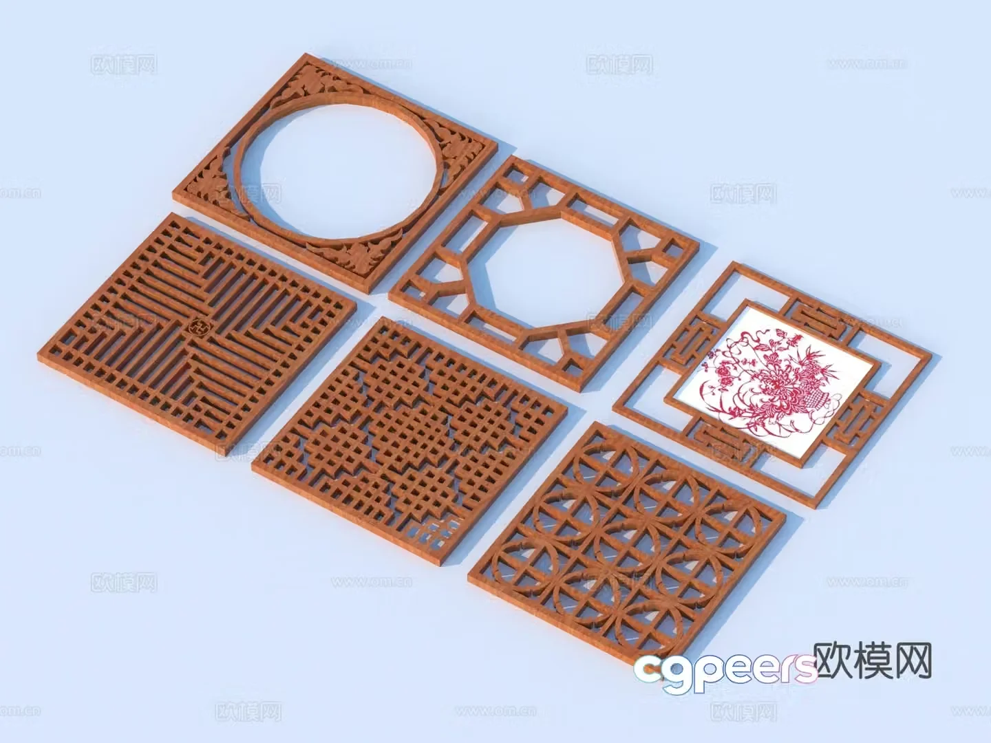 Carving window Grating window Hollow window Relief Wood carving 3D model