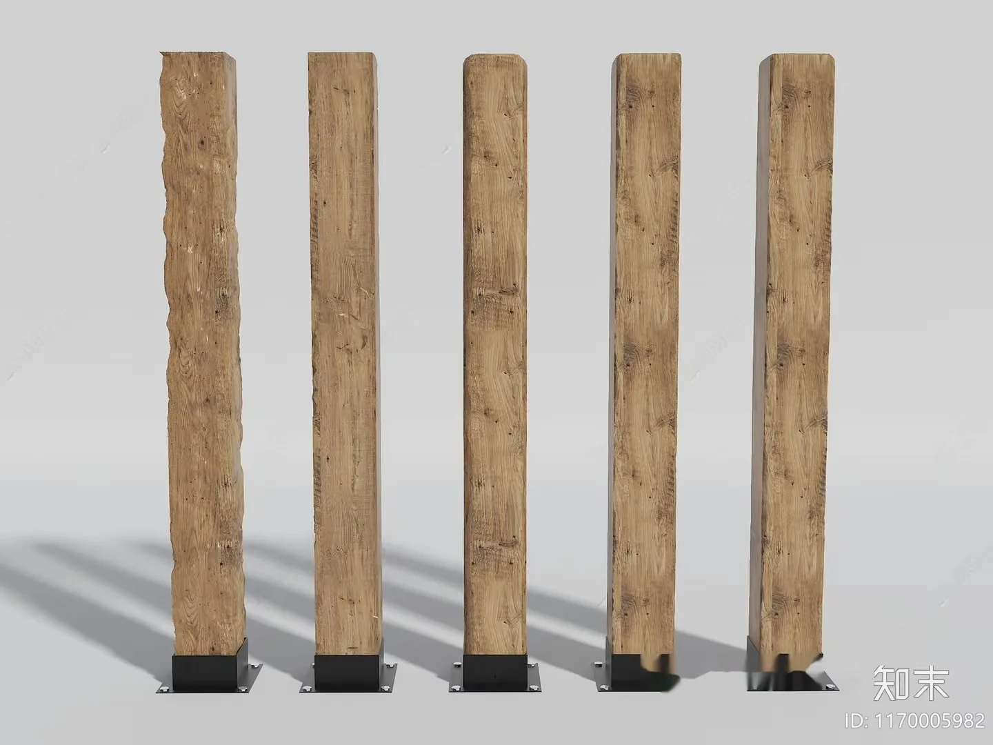 A Row Of Wooden Posts 3D Model – 2177 – VRAY Render