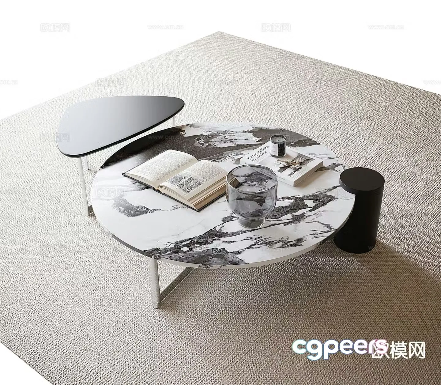 Modern double coffee table 3d model