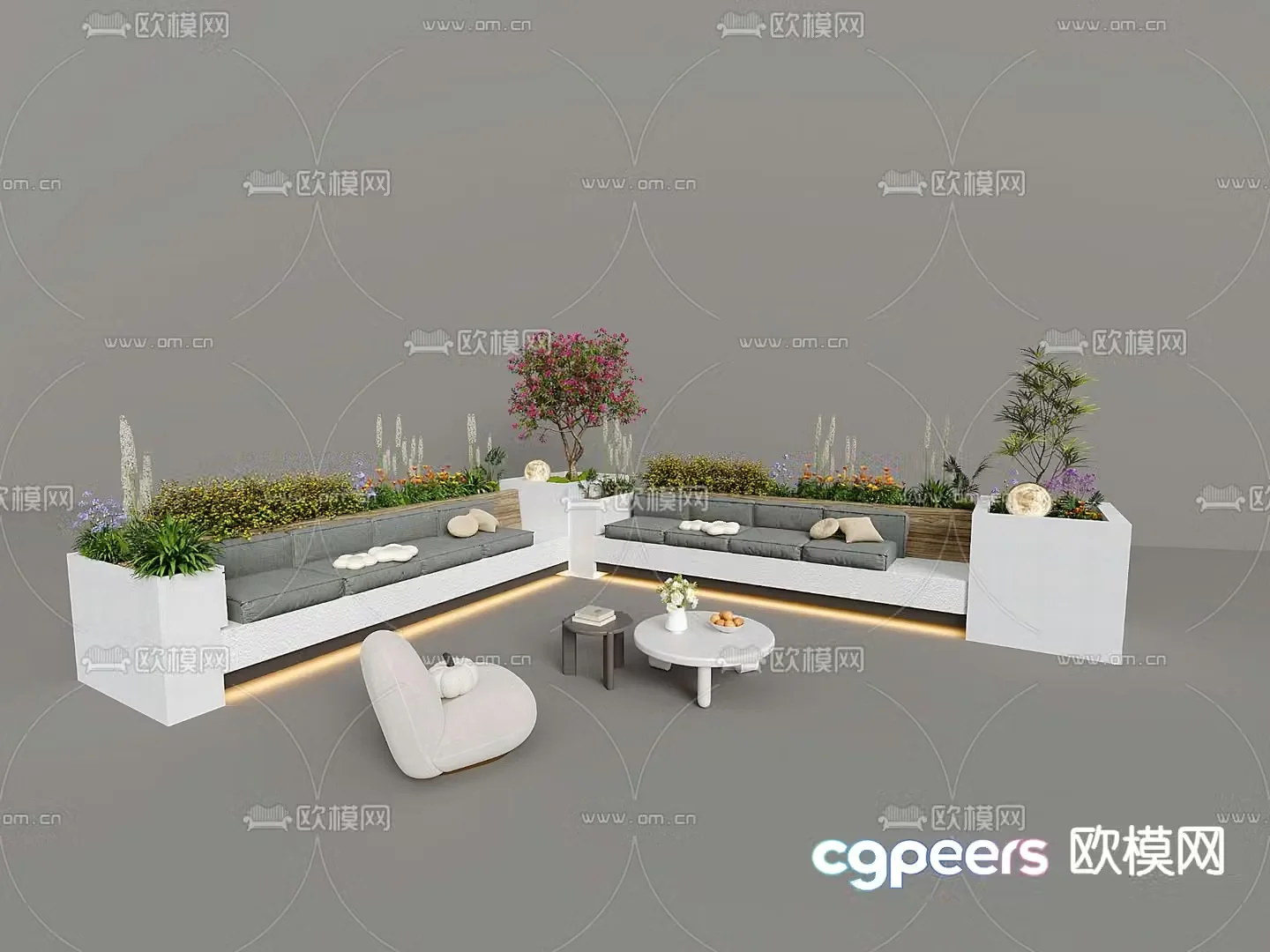 Garden seats outdoor tables and chairs seating sofa 3D model