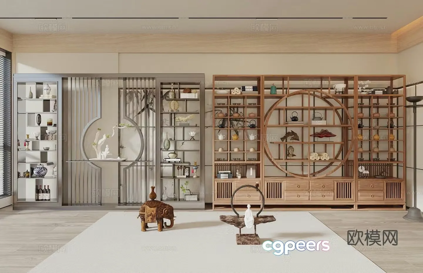 Song style new stroke ancient shelf store shelf display cabinet decoration ornament tea cabinet 3d model