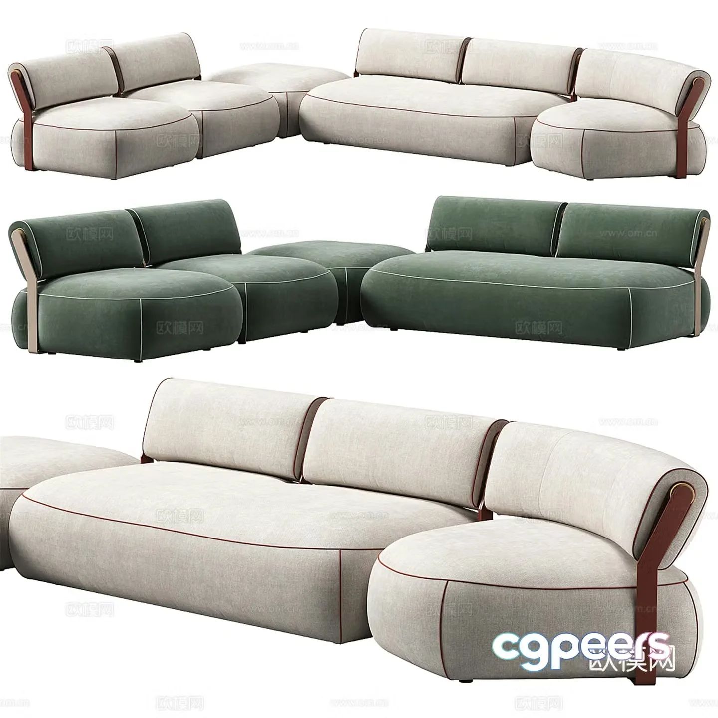 Modern multi-seater sofa corner sofa 3d model