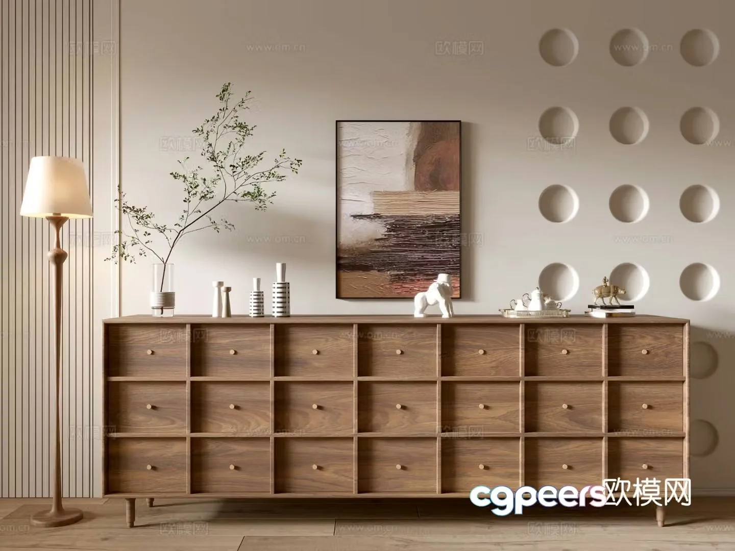Wabi-sabi entrance cabinet 3d model