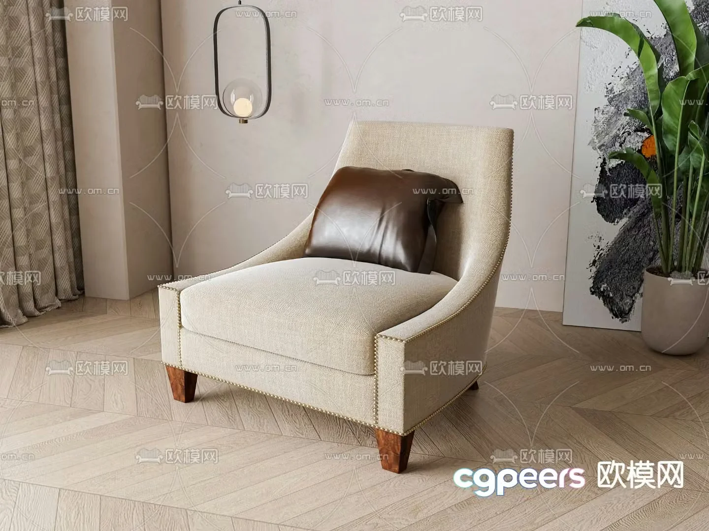 New Chinese style single sofa 3d model