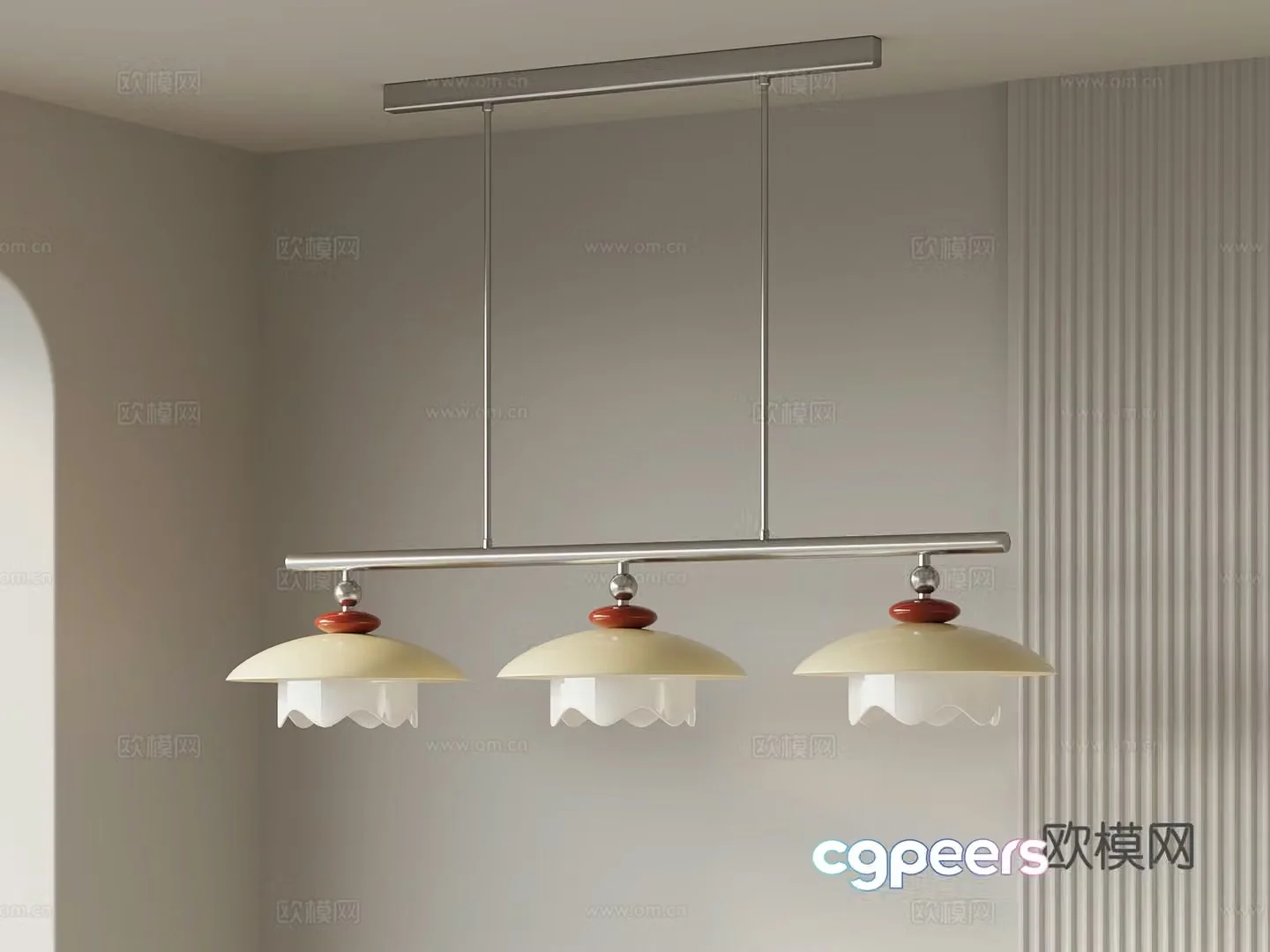 Modern Cream Style Chandelier Restaurant Chandelier Multi-head Chandelier 3D Model