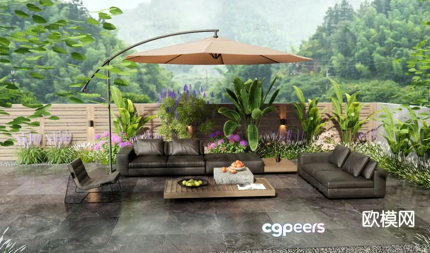 Outdoor sofa modular sofa 3d model
