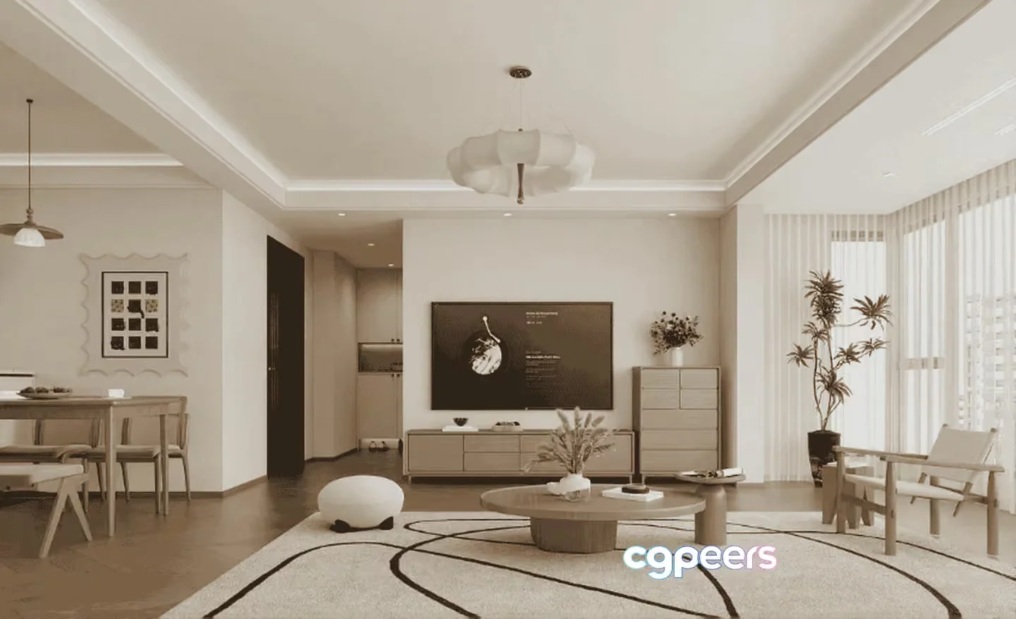 Modern Living Room 3D Model – 17907 – VRAY Render
