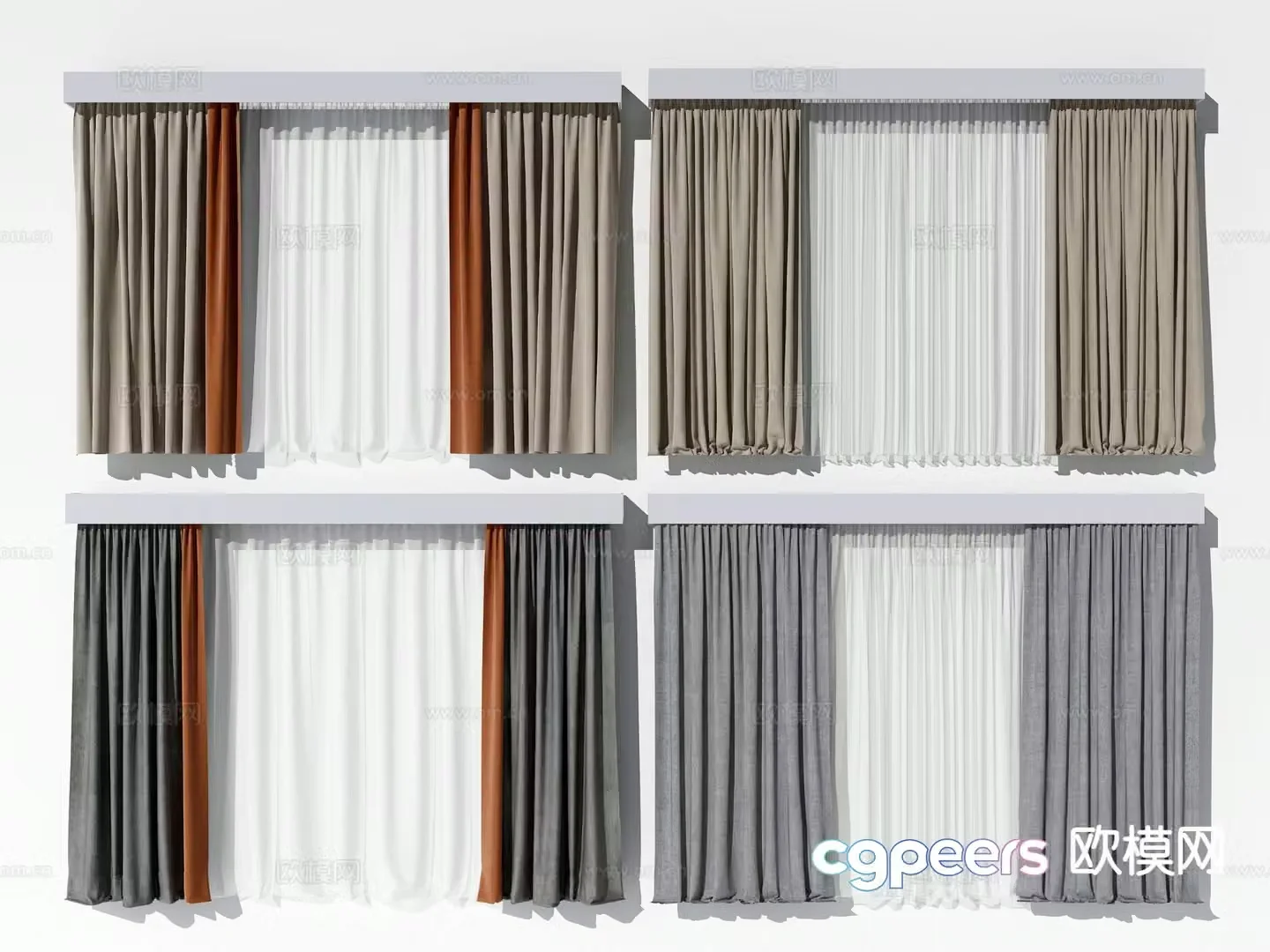 Contrast color curtains screens curtains 3D model