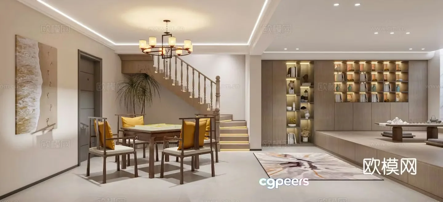 New Chinese style leisure room tea tasting area 3D model