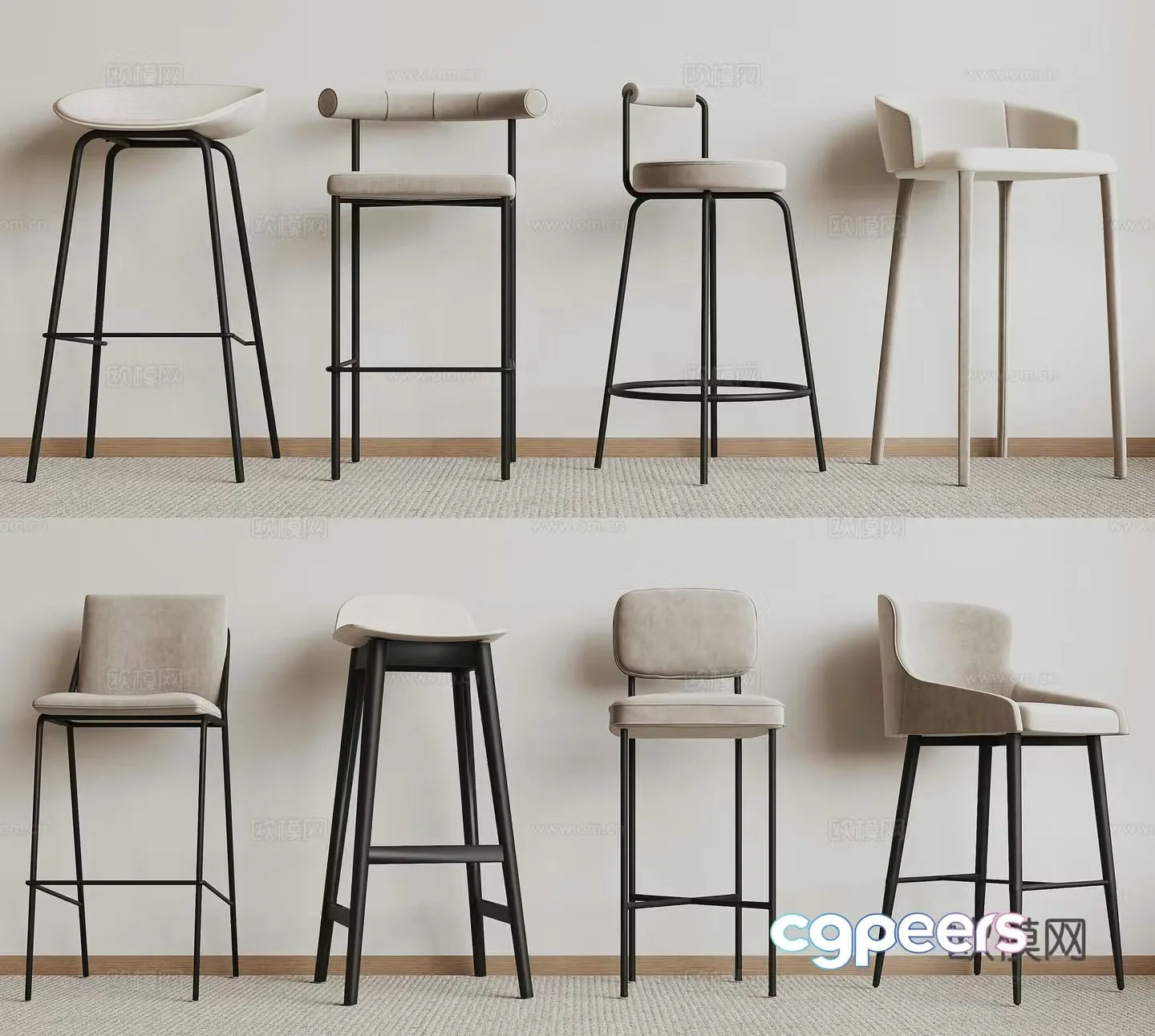 Modern bar stool bar stool high stool 3d model