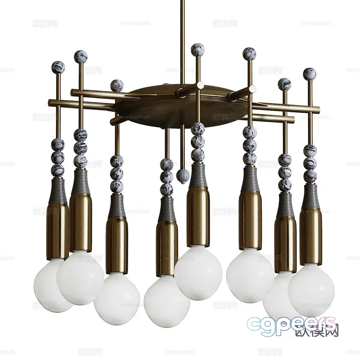 Light luxury chandeliers 3D model