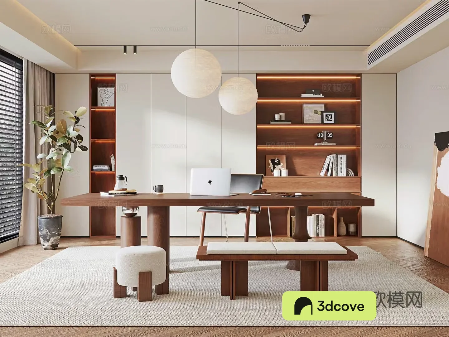 Middle-aged study room 3D model