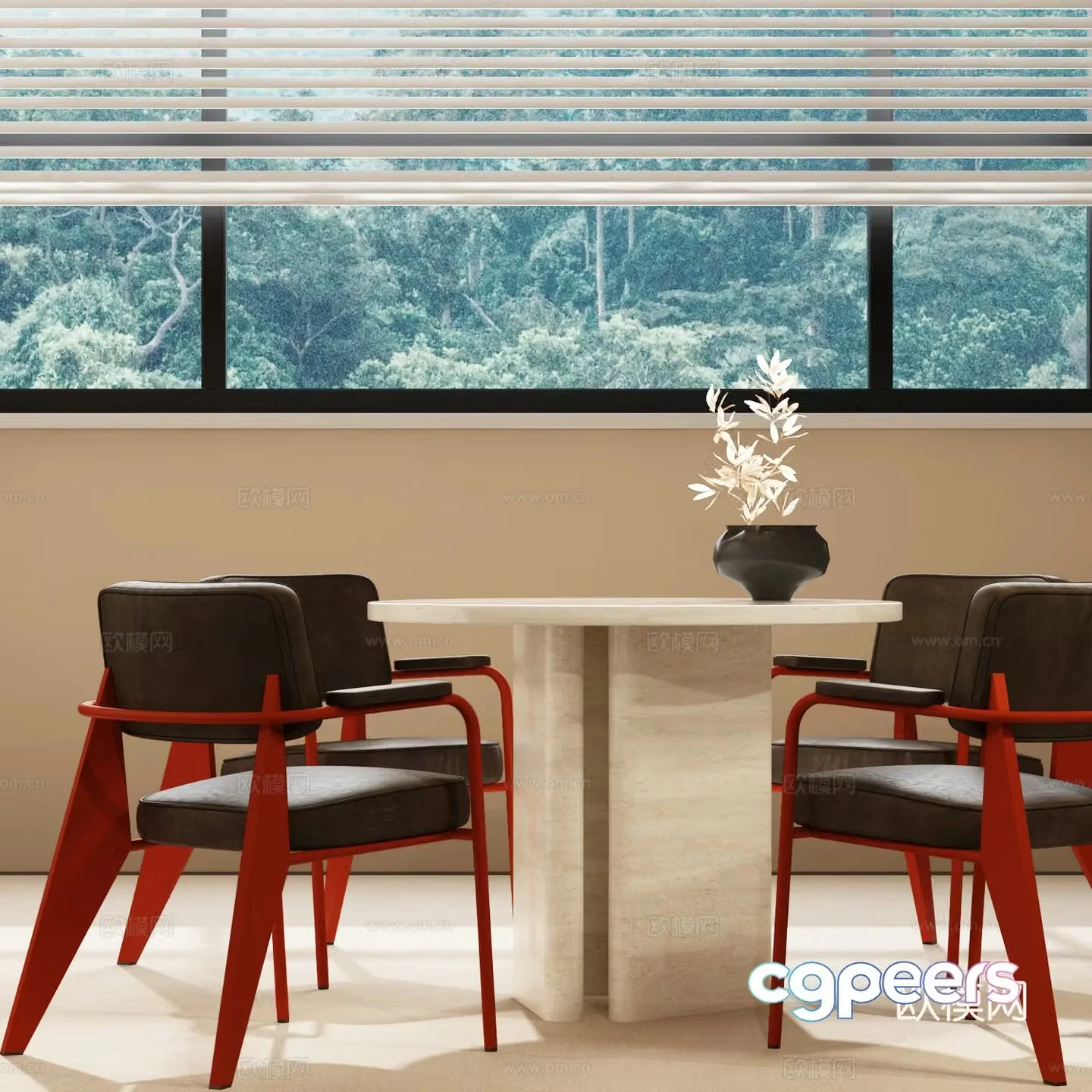 Modern dining table and chair combination Italian dining table and chair combination Italian minimalist dining table and chair combination 3D model