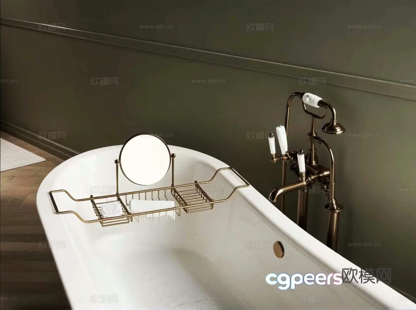 French bathtub Bathroom small pieces Shower 3D model