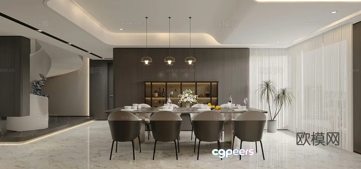 Modern Italian restaurant 3d model