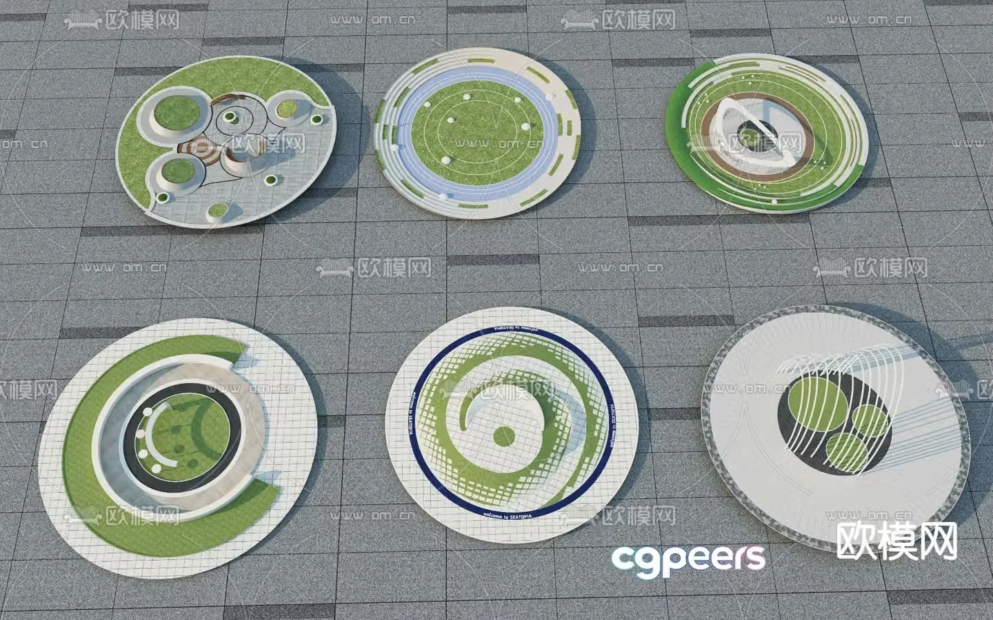 Circular Square Landscape Circular Activity Venue 3D Model