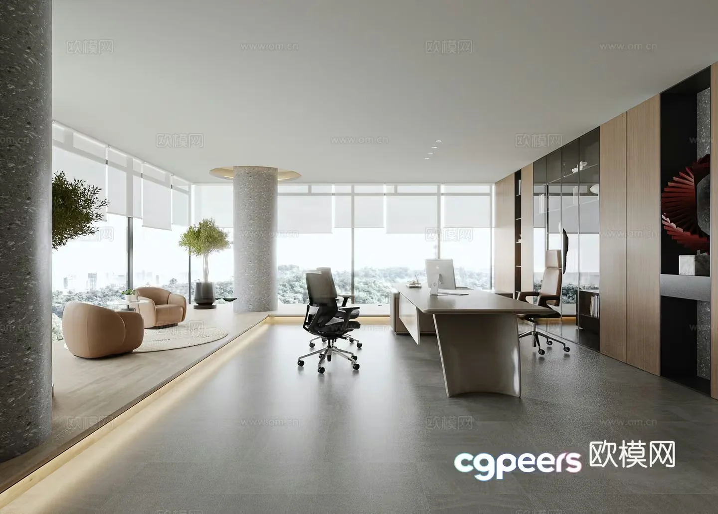 Modern Office Space 3D Model – 2153 – VRAY Render