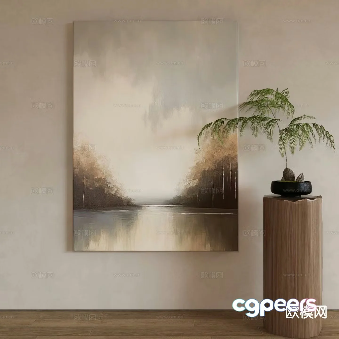Wabi-sabi painting landscape painting decorative painting hanging painting 3D model