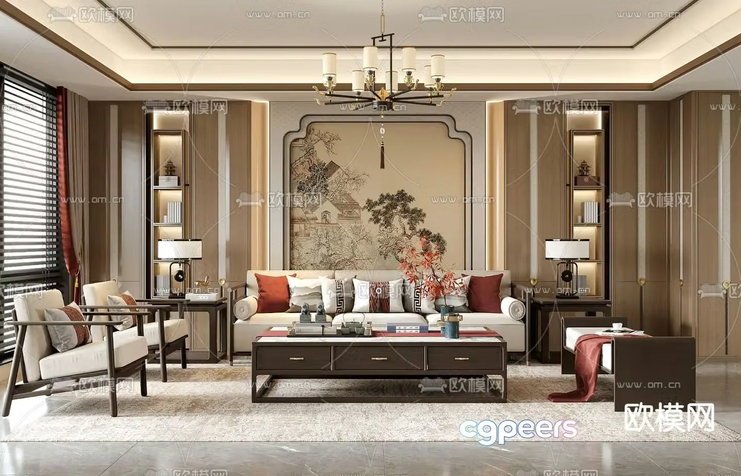 New Chinese living room Song’s aesthetic 3D model