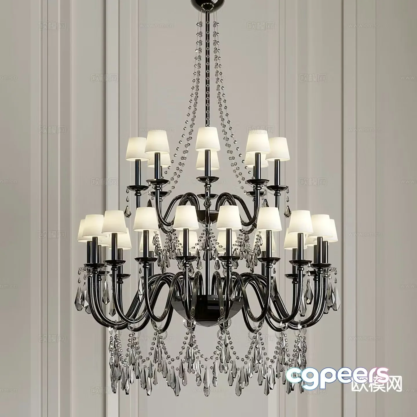 European crystal lamp multi-head chandelier 3D model