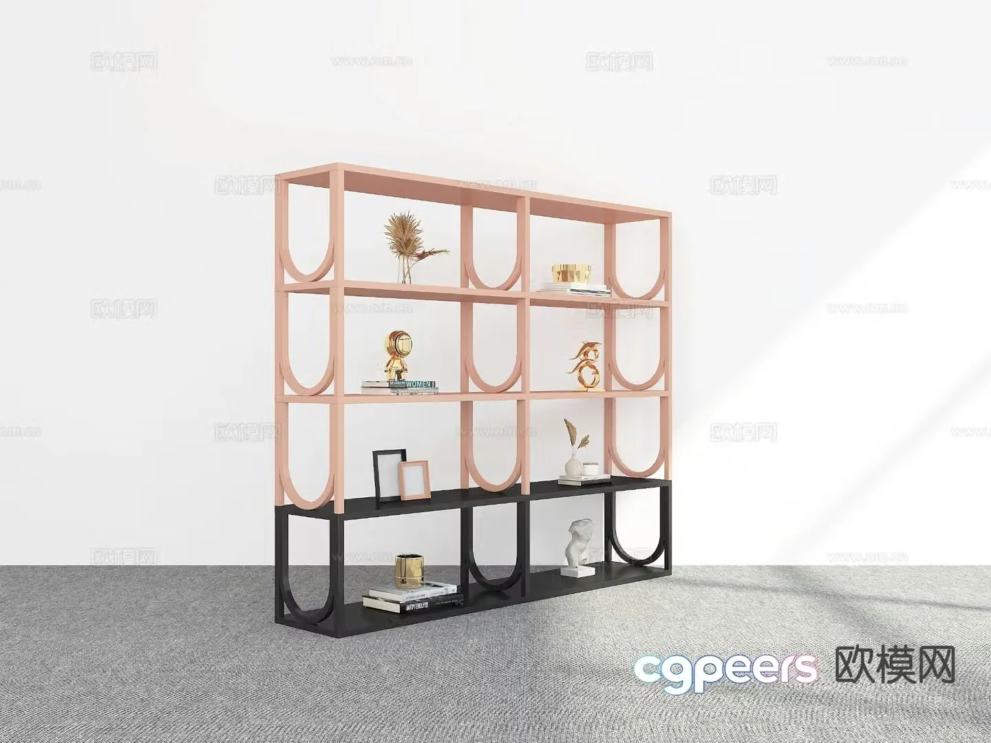Modern bookshelf storage rack 3d model