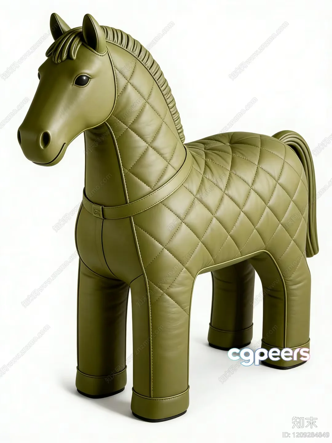 A Green Leather Horse 3D Model – 23454 – VRAY Render