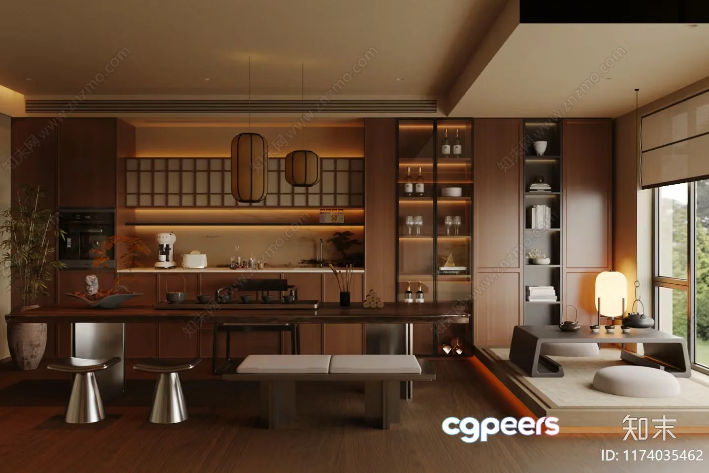 Modern Japanese Dining Room 3D Model – 18383 – VRAY Render