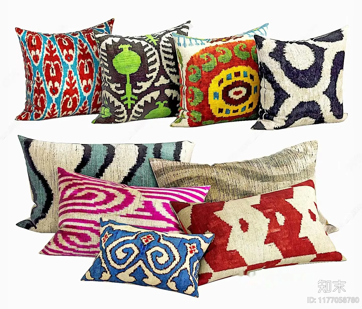 A Collection Of Throw Pillows 3D Model – 19439 – CORONA Render