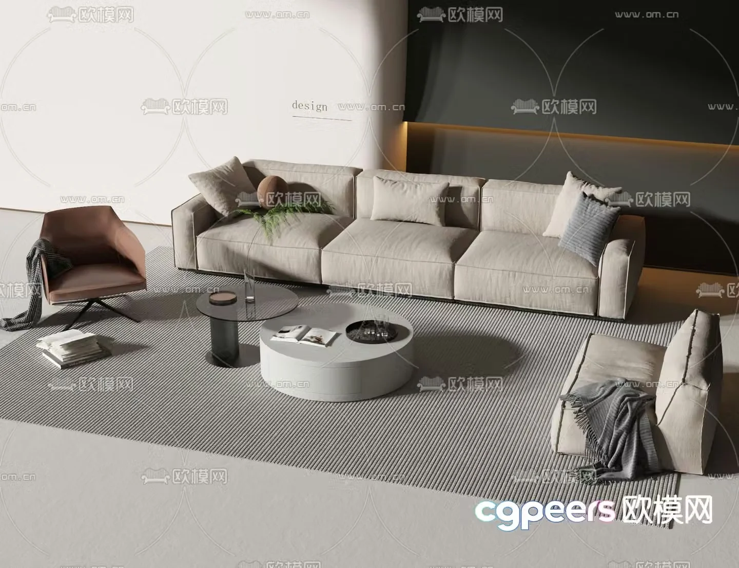 Modern sectional sofa 3d model