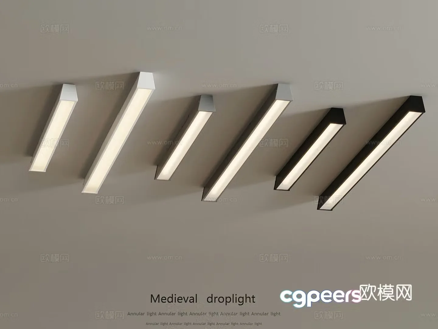 Modern long strip light ceiling lamp 3d model