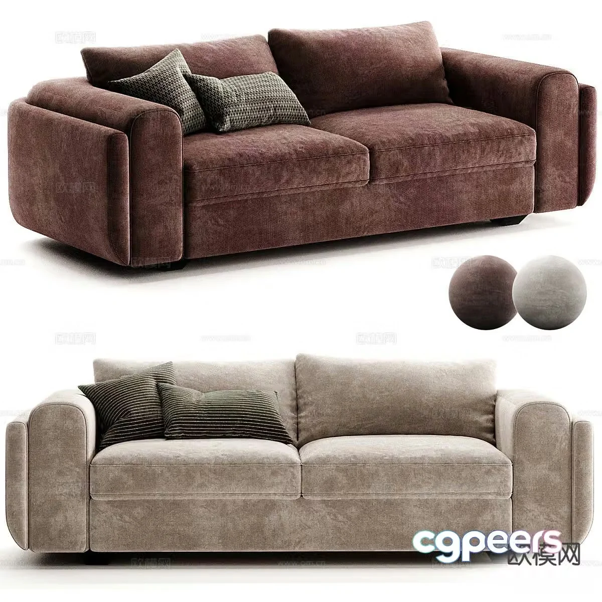 Double sofa upholstered sofa 3d model