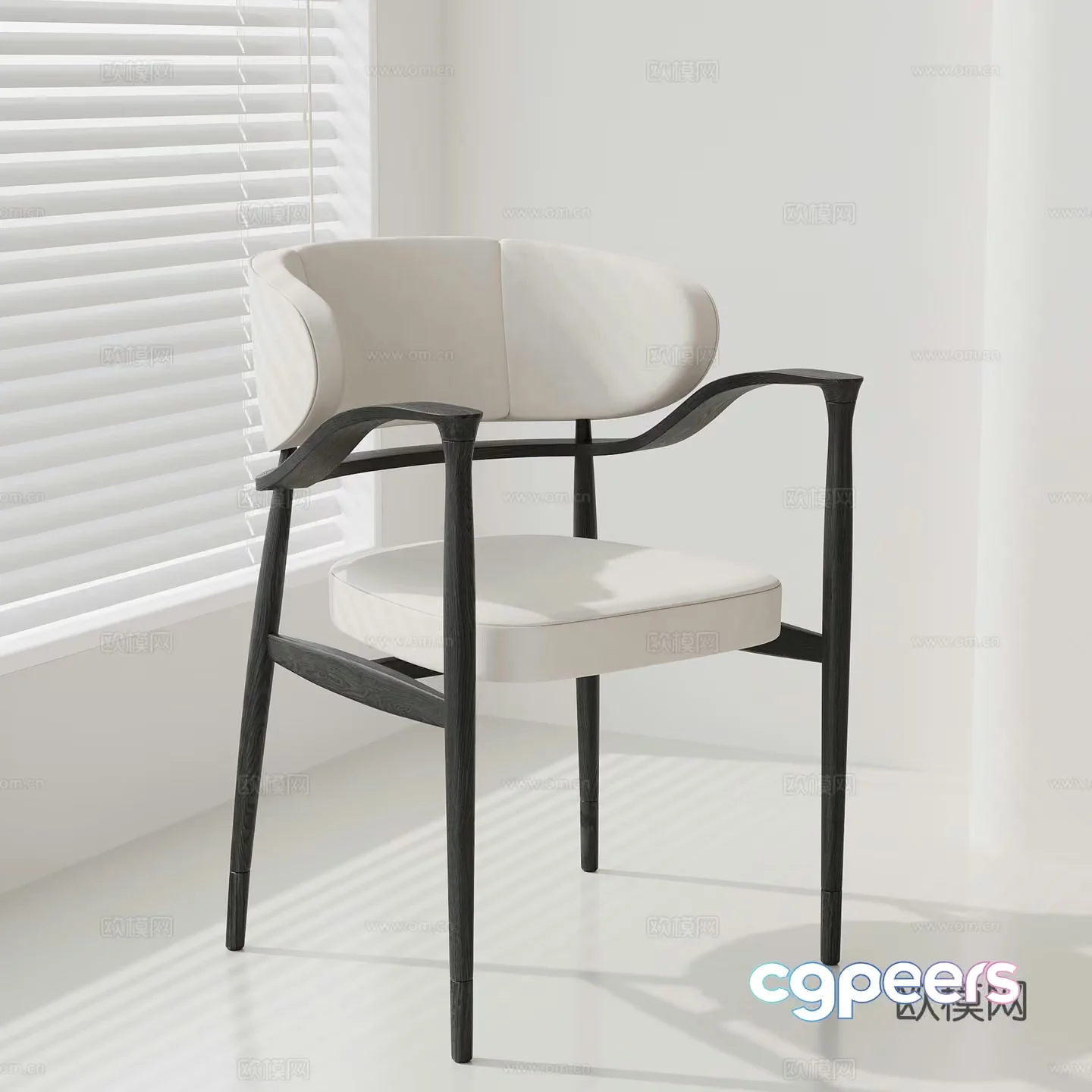 A White Chair With Black Legs 3D Model – 18488 – VRAY Render
