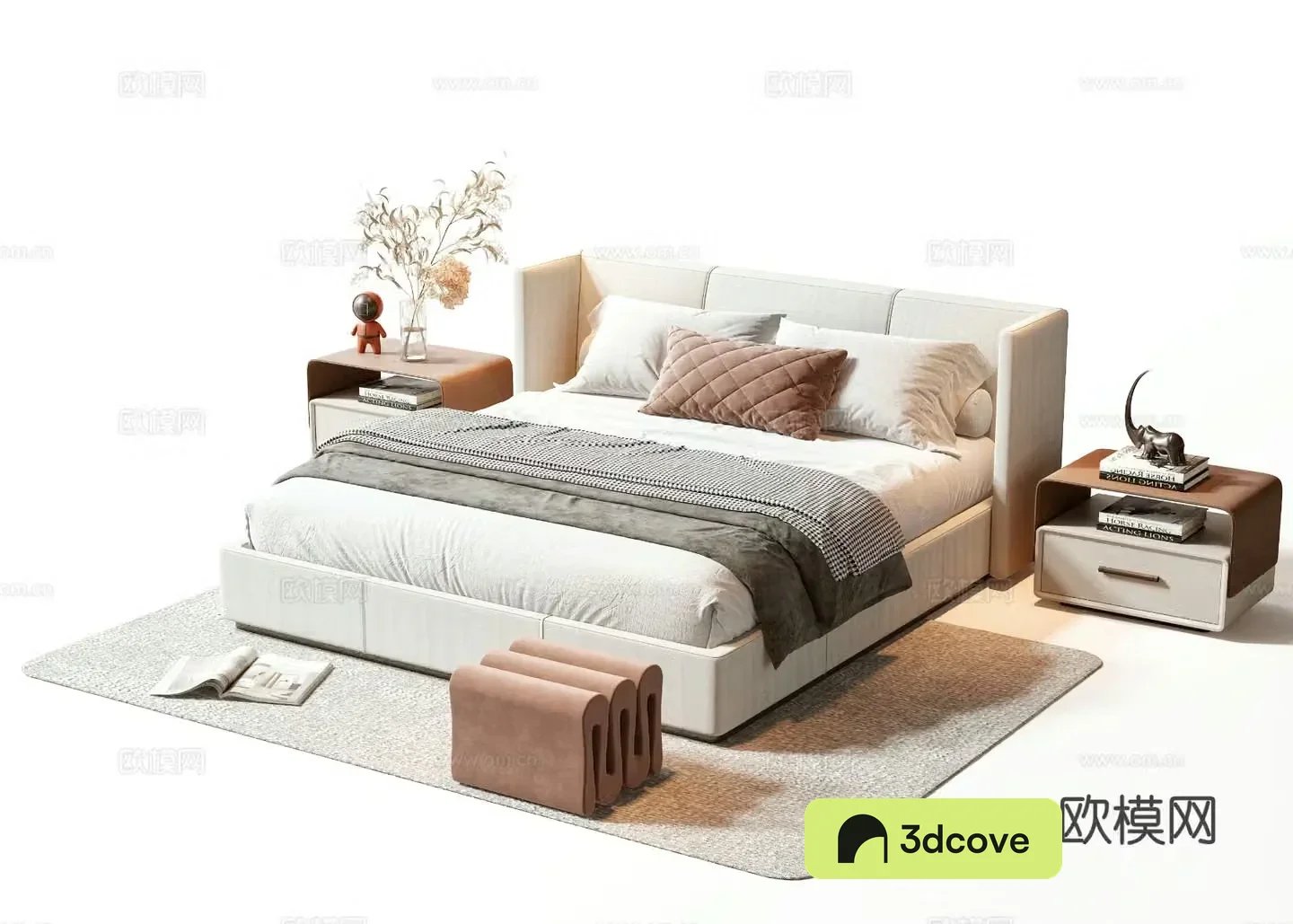 Light luxury double bed