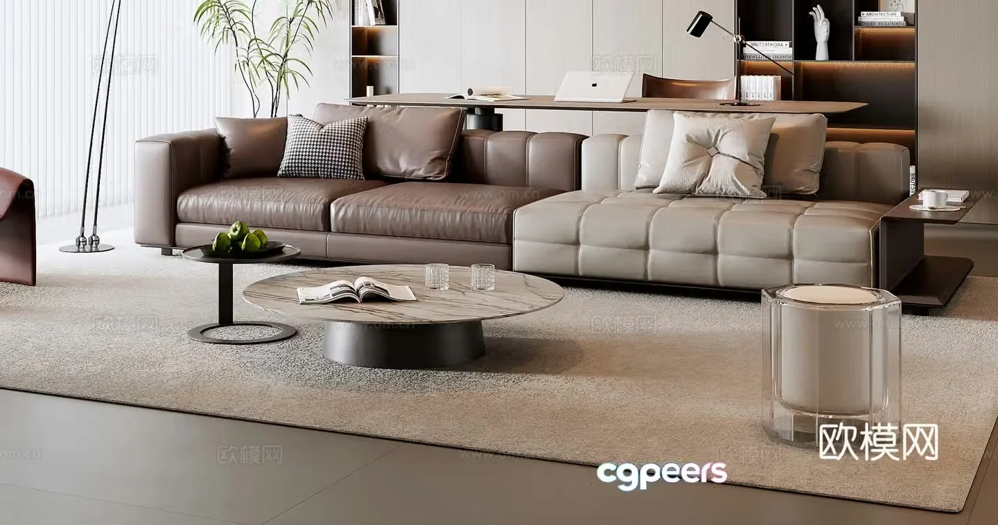 Italian sofa coffee table combination 3D model