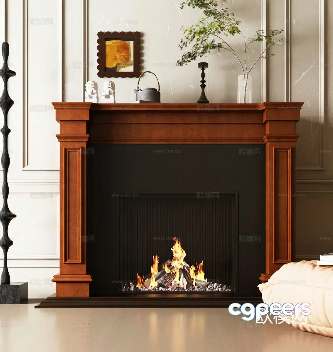 Modern French fireplace 3d model