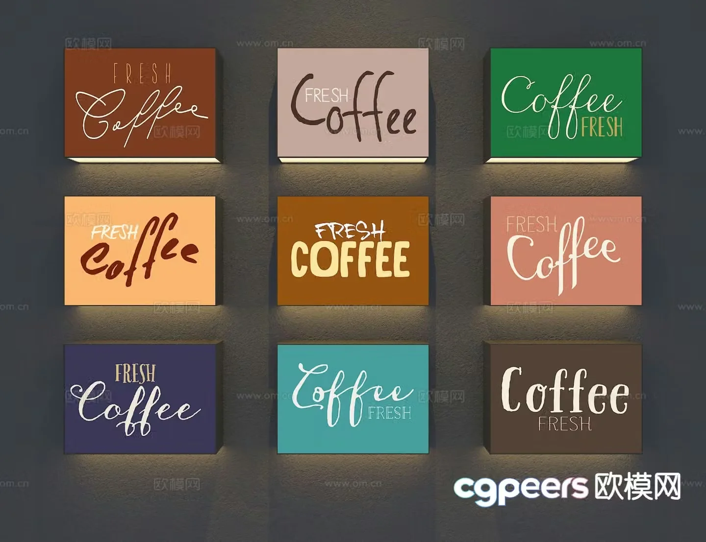 Coffee shop advertising light box 3d model