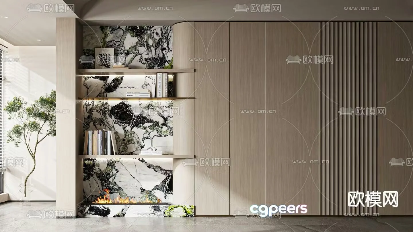 Modern decorative cabinet background wall 3d model