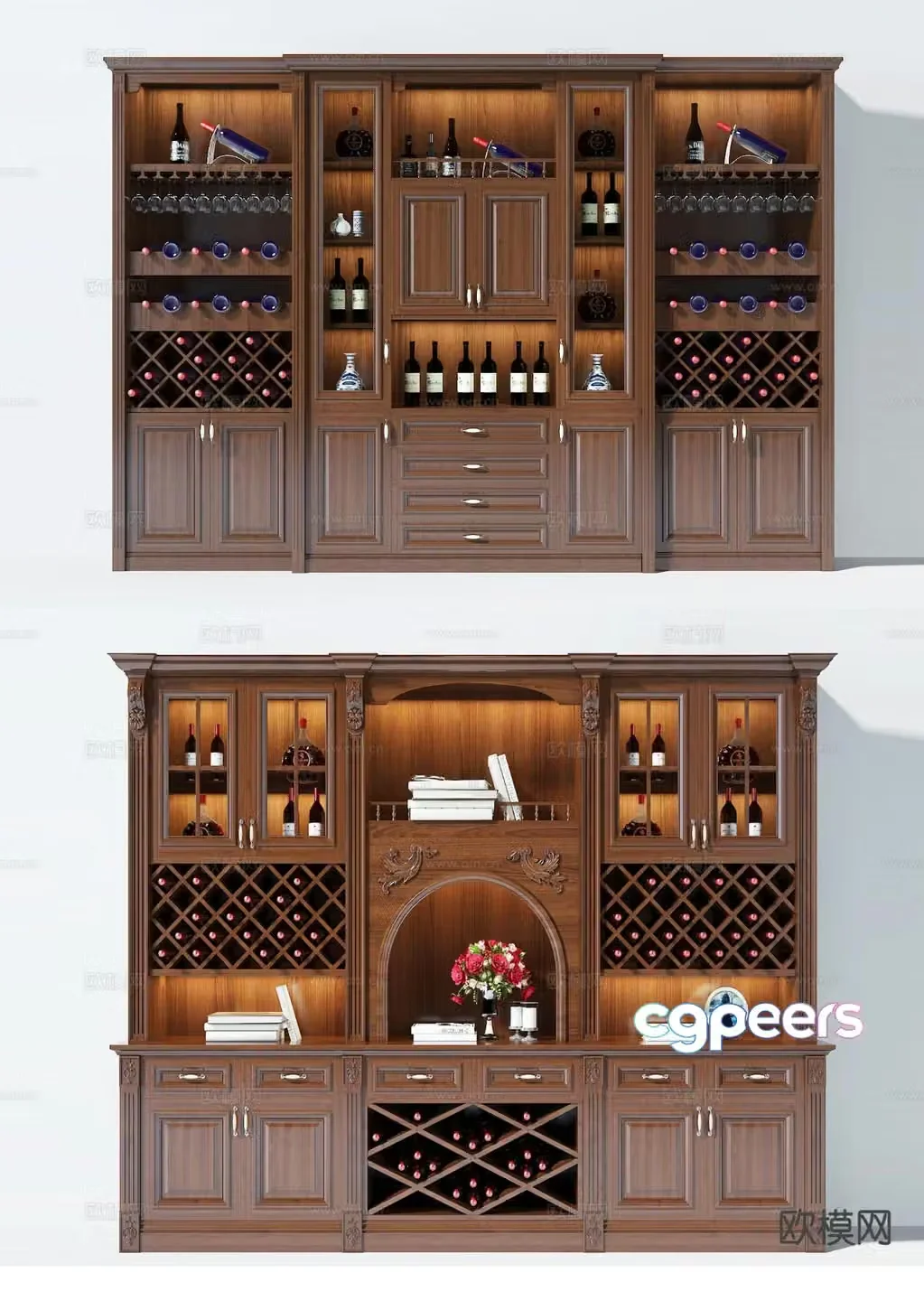 American wine cabinet custom wine cabinet sideboard 3d model