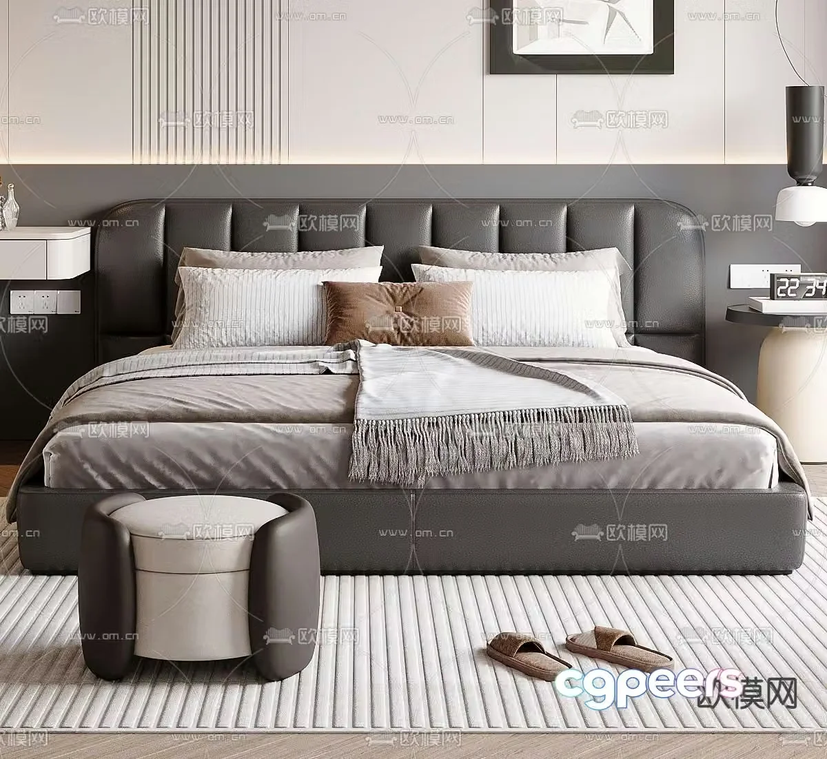 Modern double bed 3d model