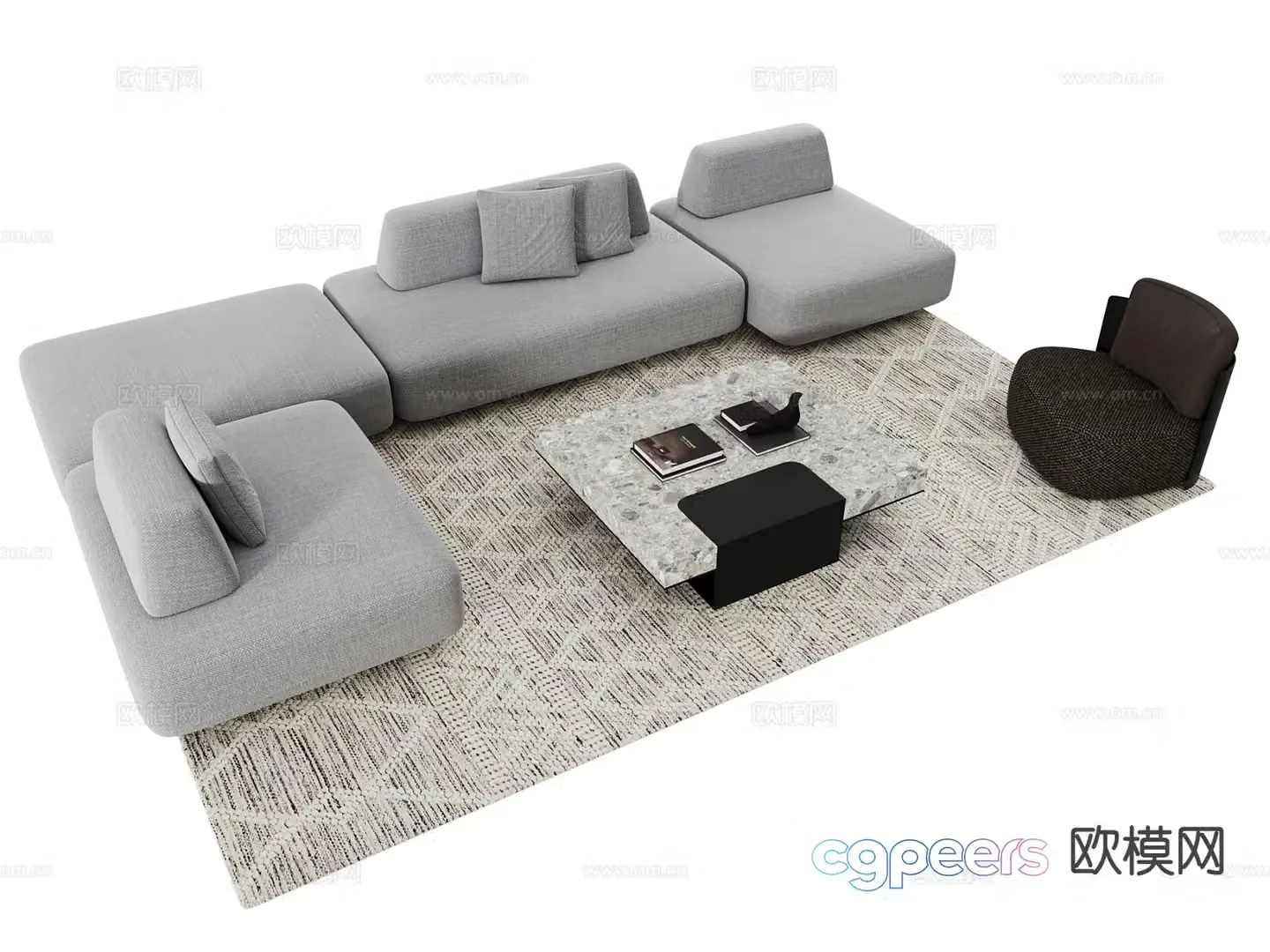 Modern sectional sofa 3d model