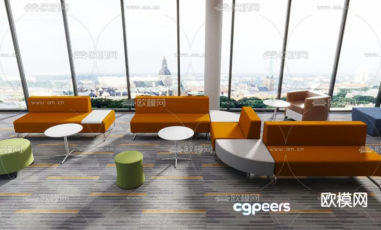 Office sofa lobby sofa public sofa 3d model