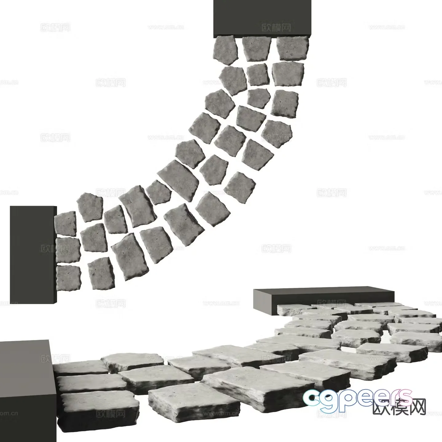 Modern stone road Tingbu sketch 3D model