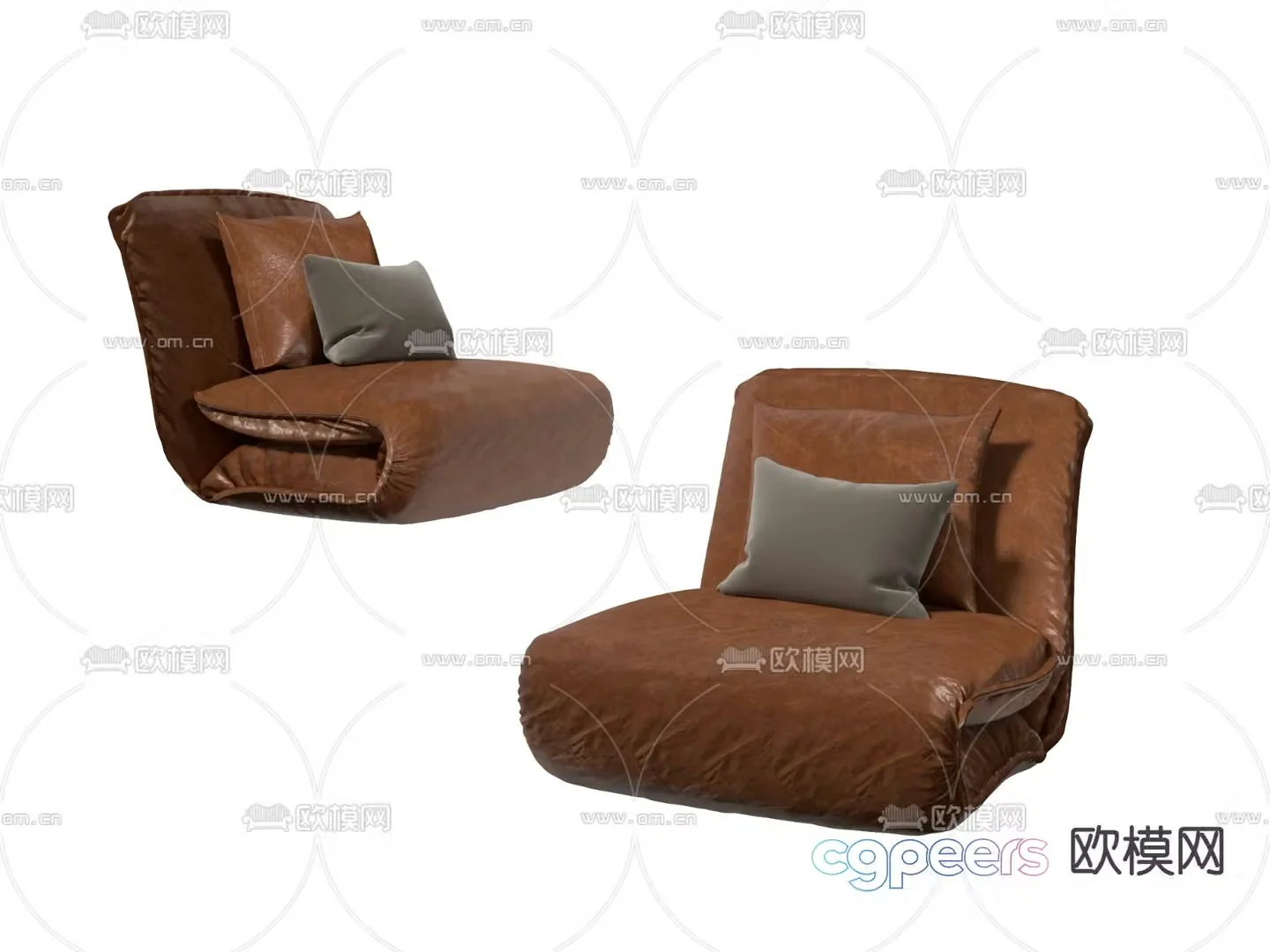 Leather sofa beanbag 3d model