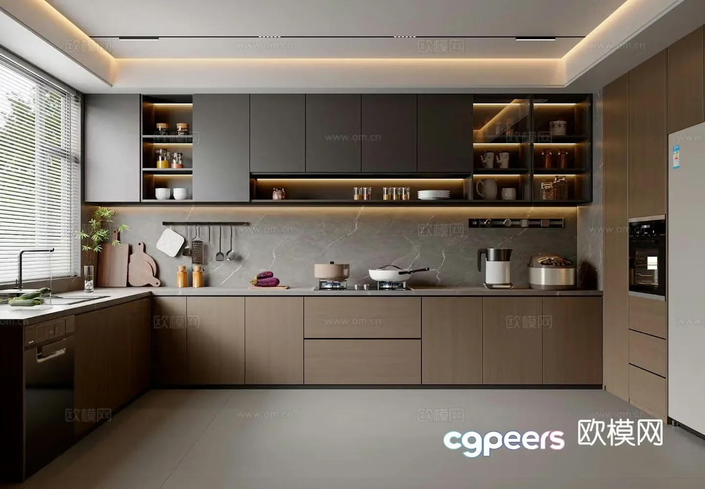 Italian kitchen cabinets refrigerator kitchen appliances kitchen supplies 3d model